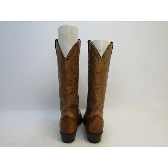 Imperial Mens Sz 8 D Marbled Brown Leather Cap Toe Cowboy Boots